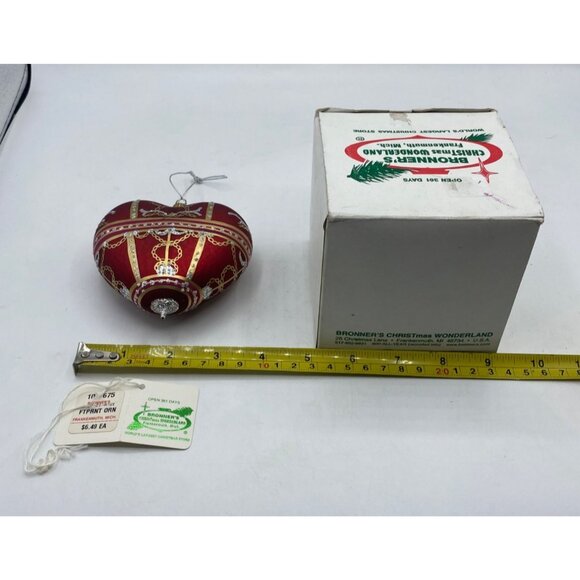 Bronner’s Handcrafted Red & Gold Heart Ornament Holiday Christmas Decor - Picture 16 of 16